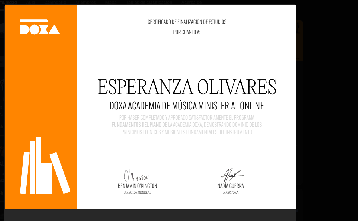 Certificado de finalización de estudios de DOXA